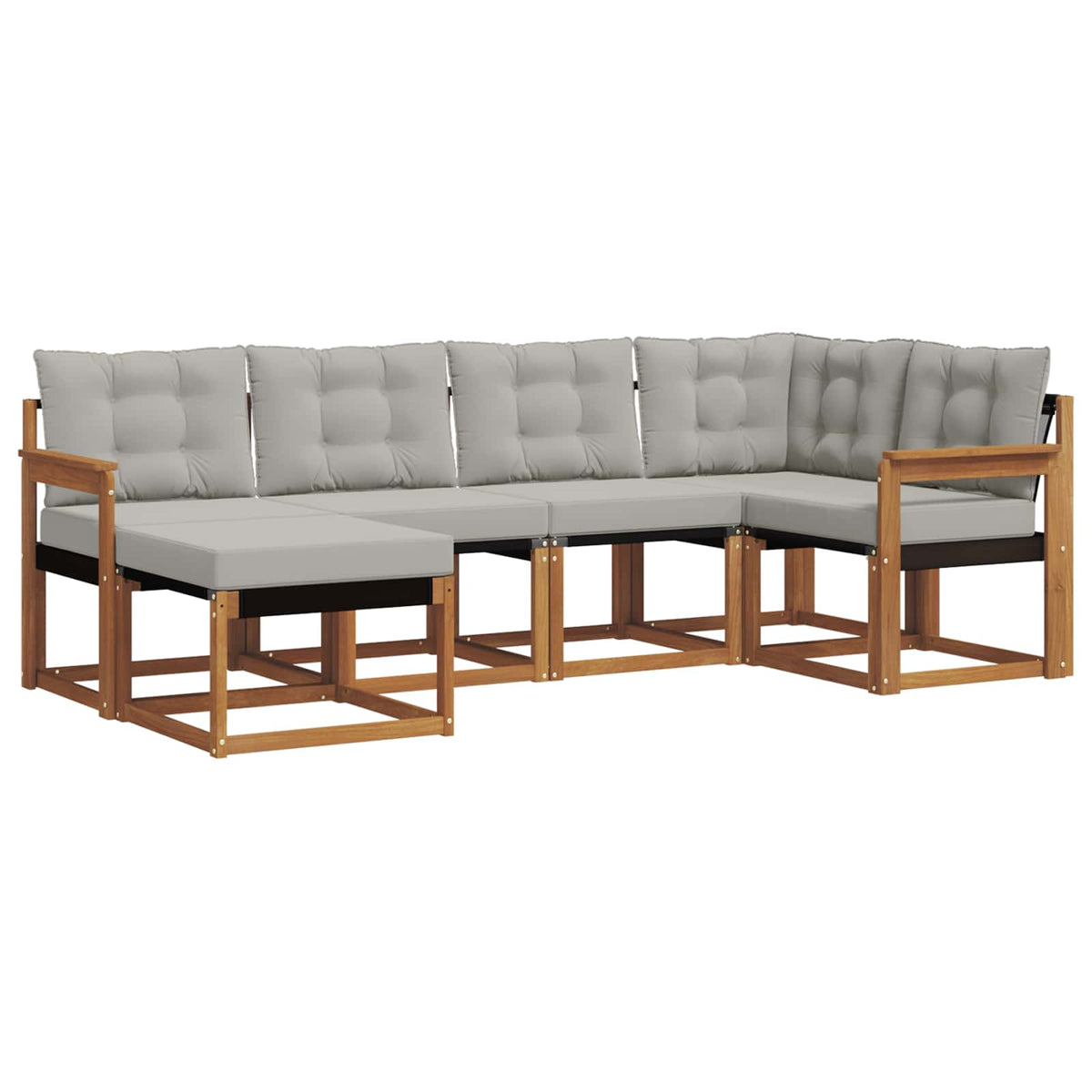 Set vanjskih sofa 6 kom. Prirodna i svijetlo siva Smeđa 247 x 128,5 x 73 cm