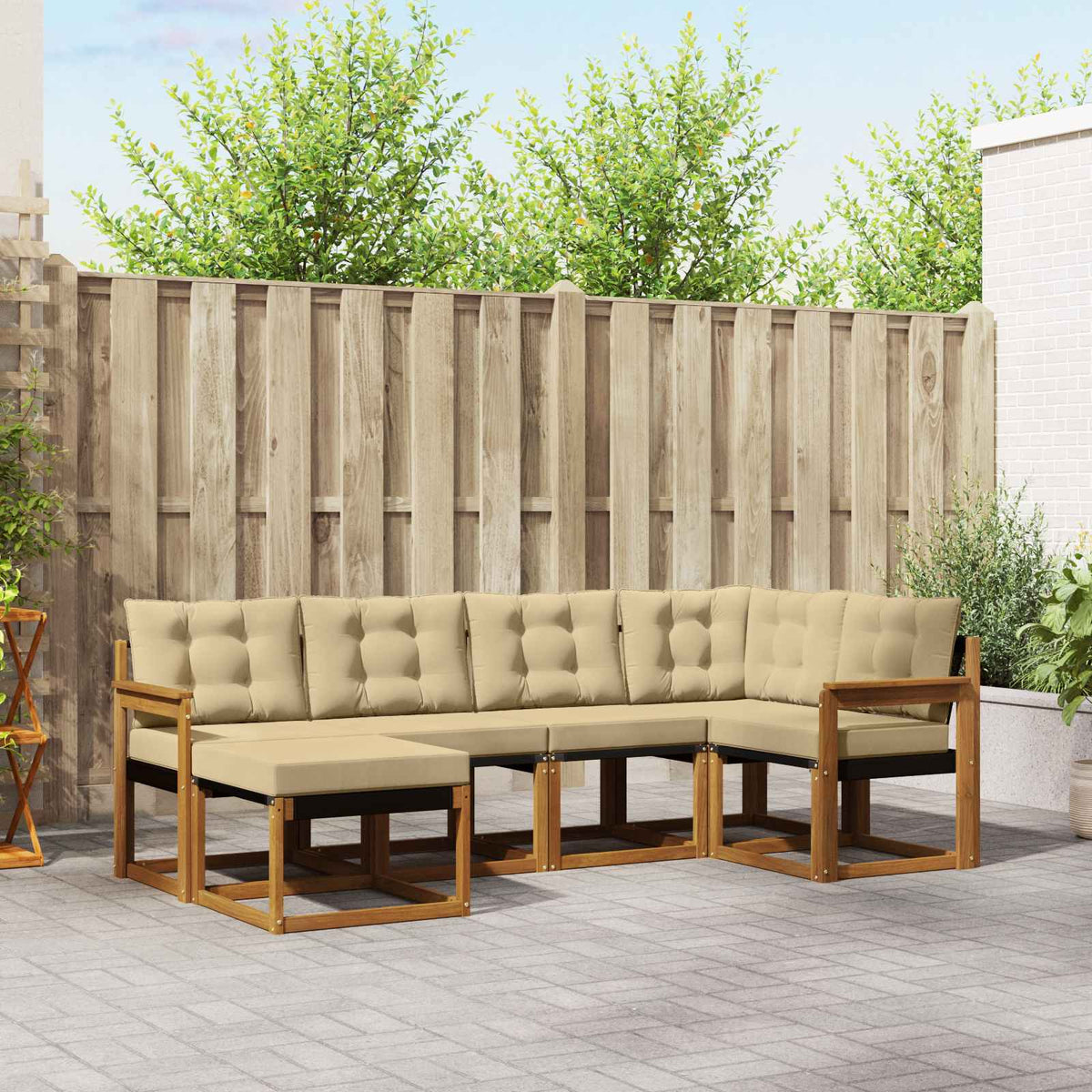 Set vanjskih sofa 6 kom. Prirodna i bež Smeđa 247 x 128,5 x 73 cm