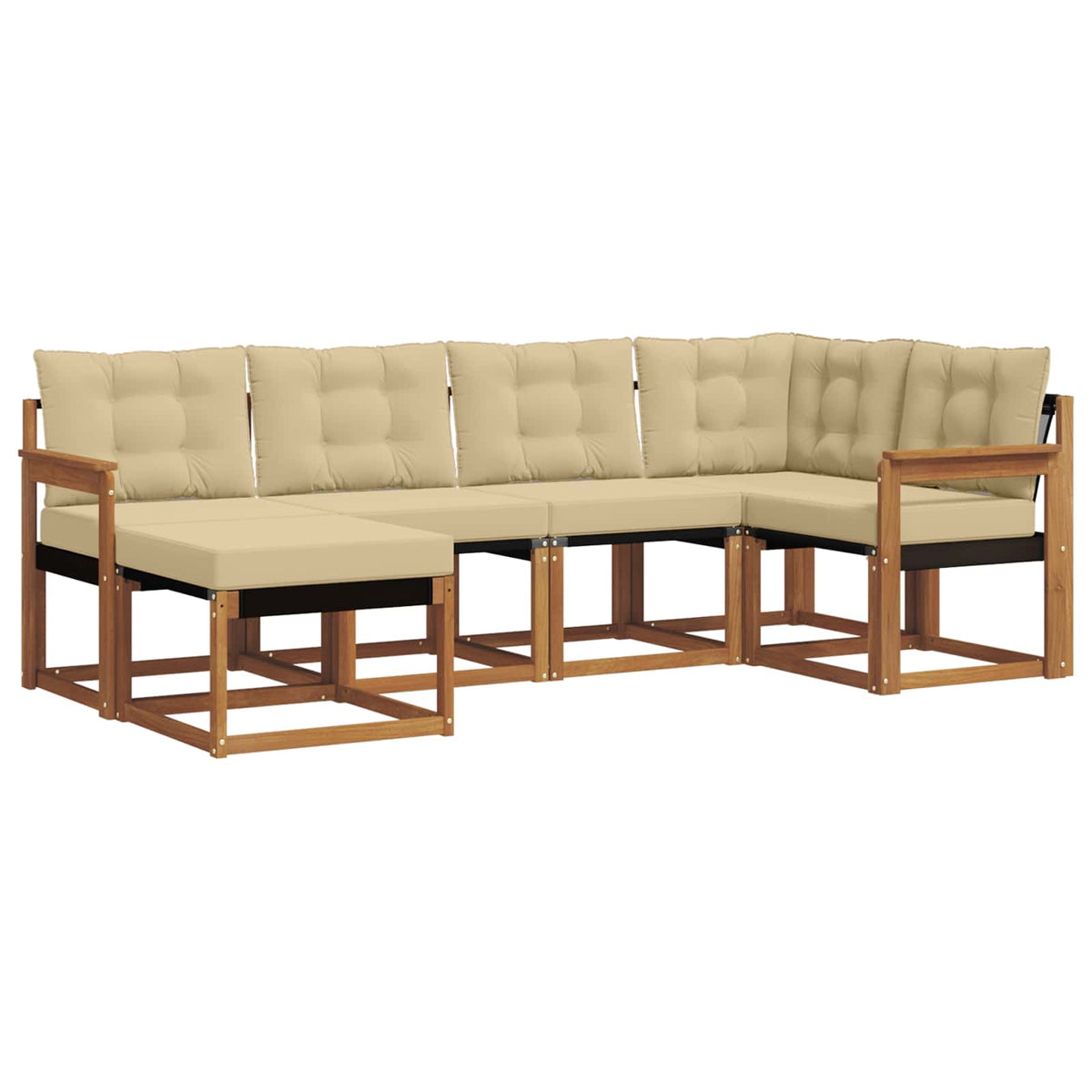 Set vanjskih sofa 6 kom. Prirodna i bež Smeđa 247 x 128,5 x 73 cm