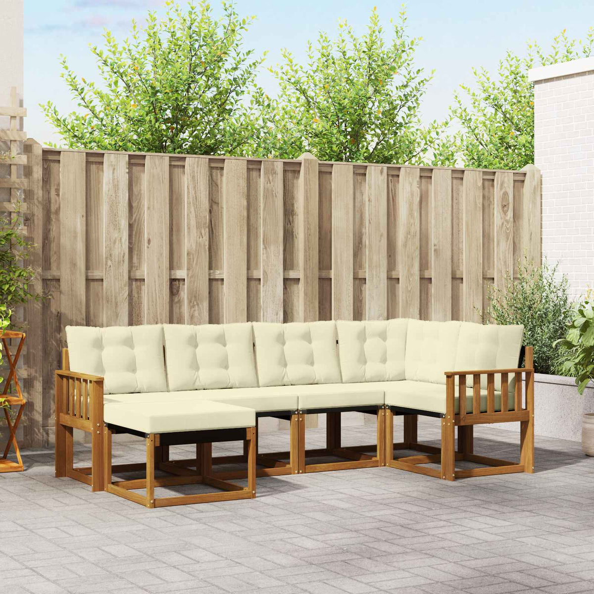 Set vanjskih sofa 6 kom. Prirodna i krem Smeđa 247 x 128,5 x 73 cm