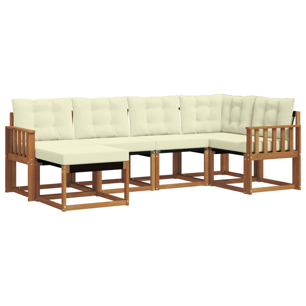 Set vanjskih sofa 6 kom. Prirodna i krem Smeđa 247 x 128,5 x 73 cm