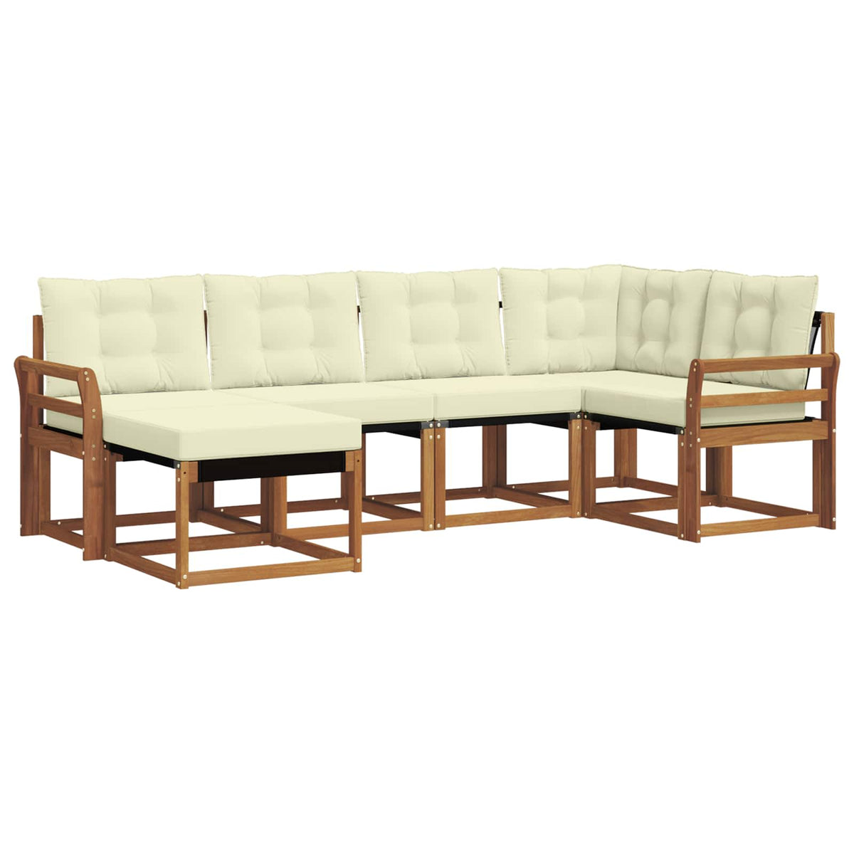 Set vanjskih sofa 6 kom. Prirodna i krem Smeđa 249 x 130,5 x 73 cm