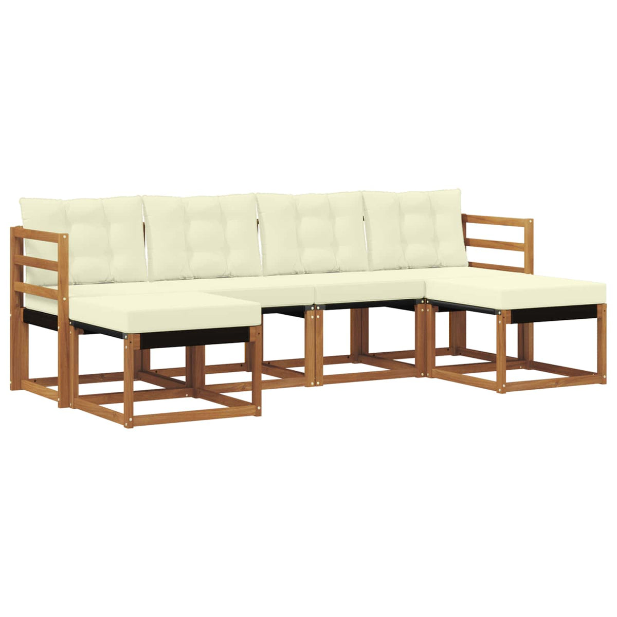 Set vanjskih sofa 6 kom. Prirodna i krem Smeđa 245 x 122,5 x 73 cm