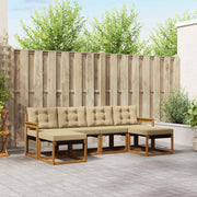 Set vanjskih sofa 6 kom. Prirodna i bež Smeđa 249 x 122,5 x 73 cm