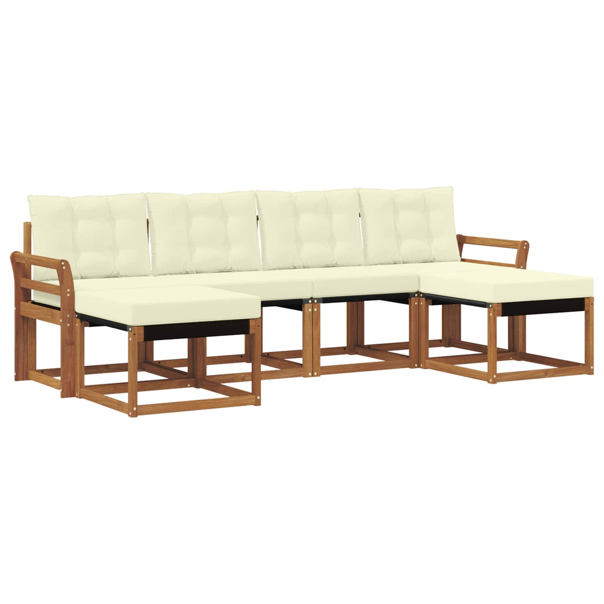 Set vanjskih sofa 6 kom. Prirodna i krem Smeđa 253 x 122,5 x 73 cm