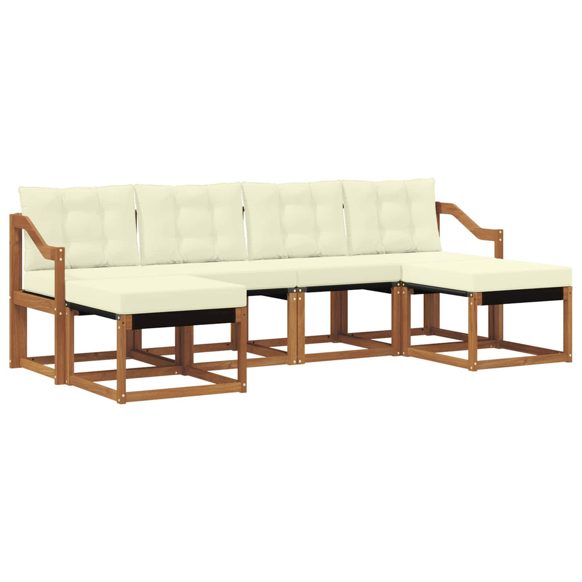 Set vanjskih sofa 6 kom. Prirodna i krem Smeđa 245 x 122,5 x 73 cm