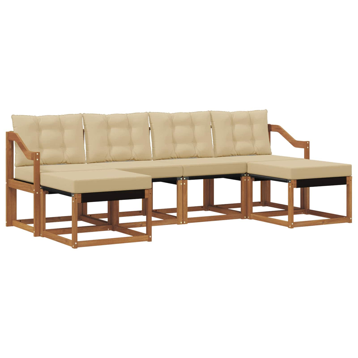Set vanjskih sofa 6 kom. Prirodna i bež Smeđa 245 x 122,5 x 73 cm