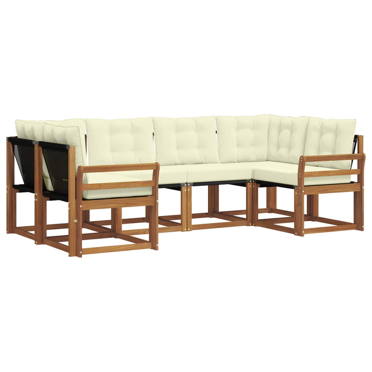 Set vanjskih sofa 6 kom. Prirodna i krem Smeđa 245 x 130,5 x 73 cm