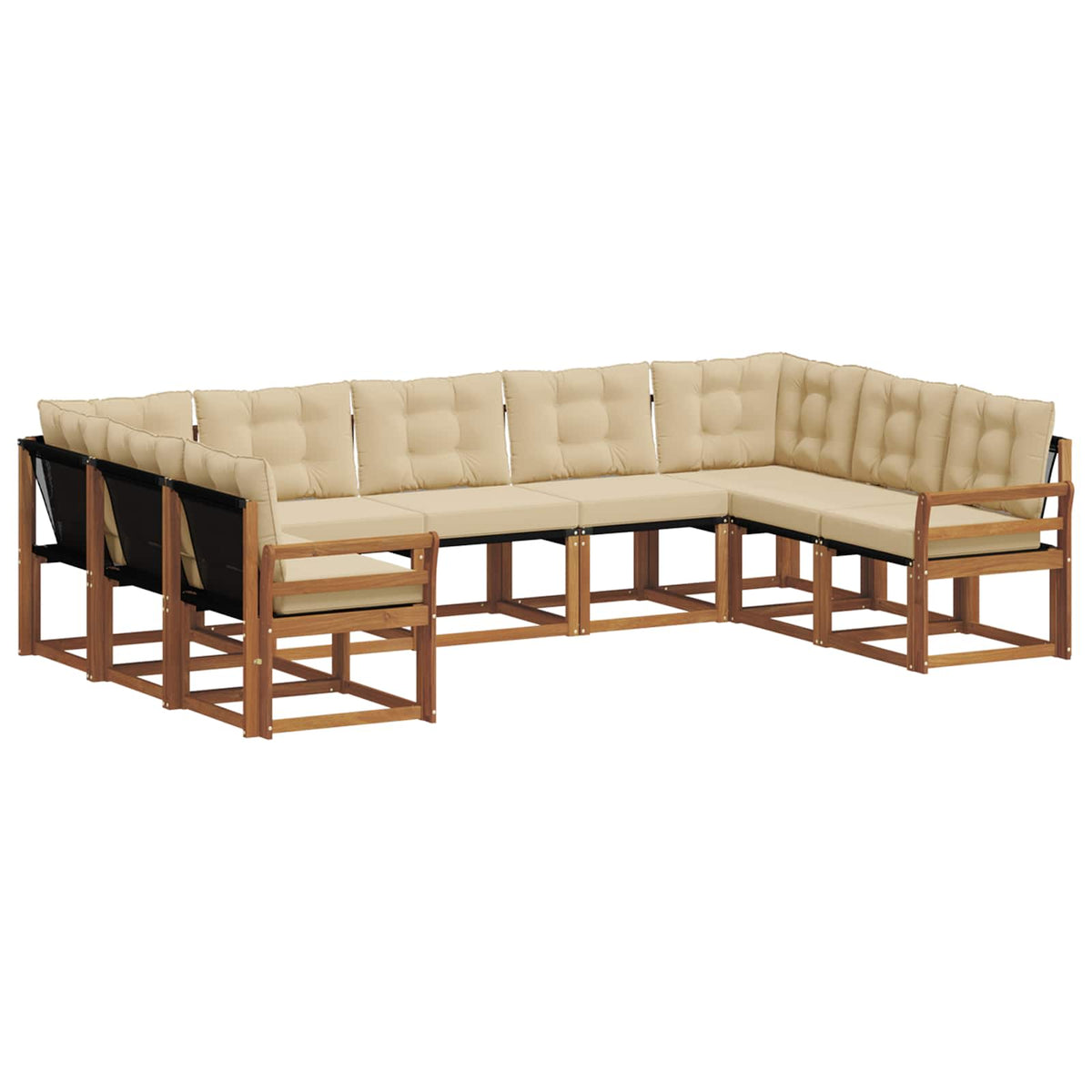 Set vanjskih sofa 9 kom. Prirodna i bež Smeđa 304 x 190 x 73 cm