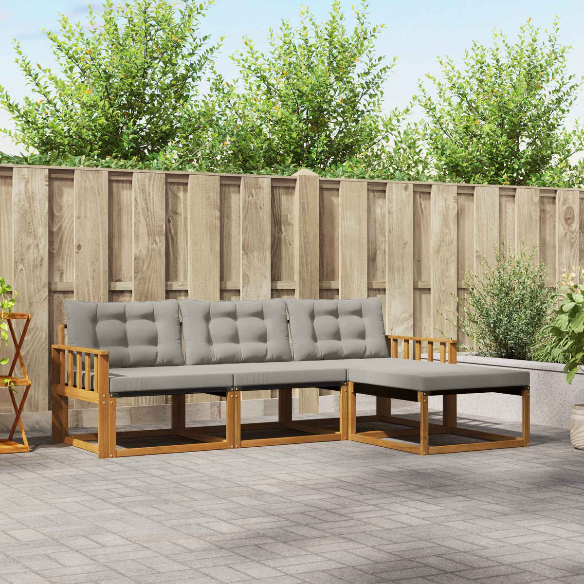 Set vanjskih sofa 4 kom. Prirodna i svjetlosiva Smeđa 249,5 x 162,5 x 73 cm
