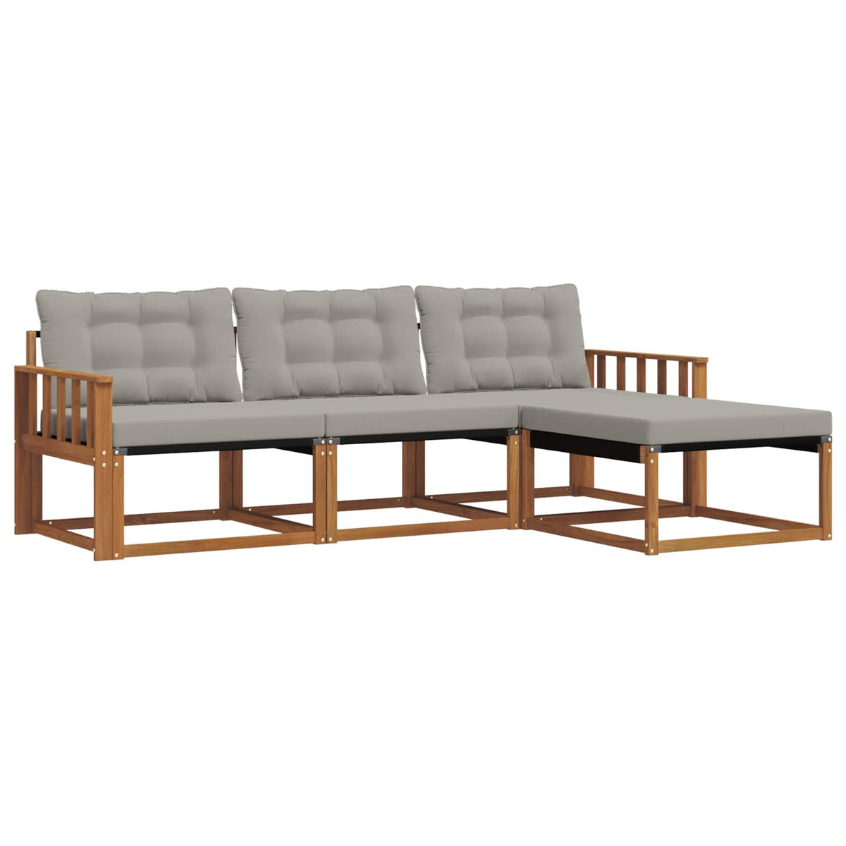 Set vanjskih sofa 4 kom. Prirodna i svjetlosiva Smeđa 249,5 x 162,5 x 73 cm