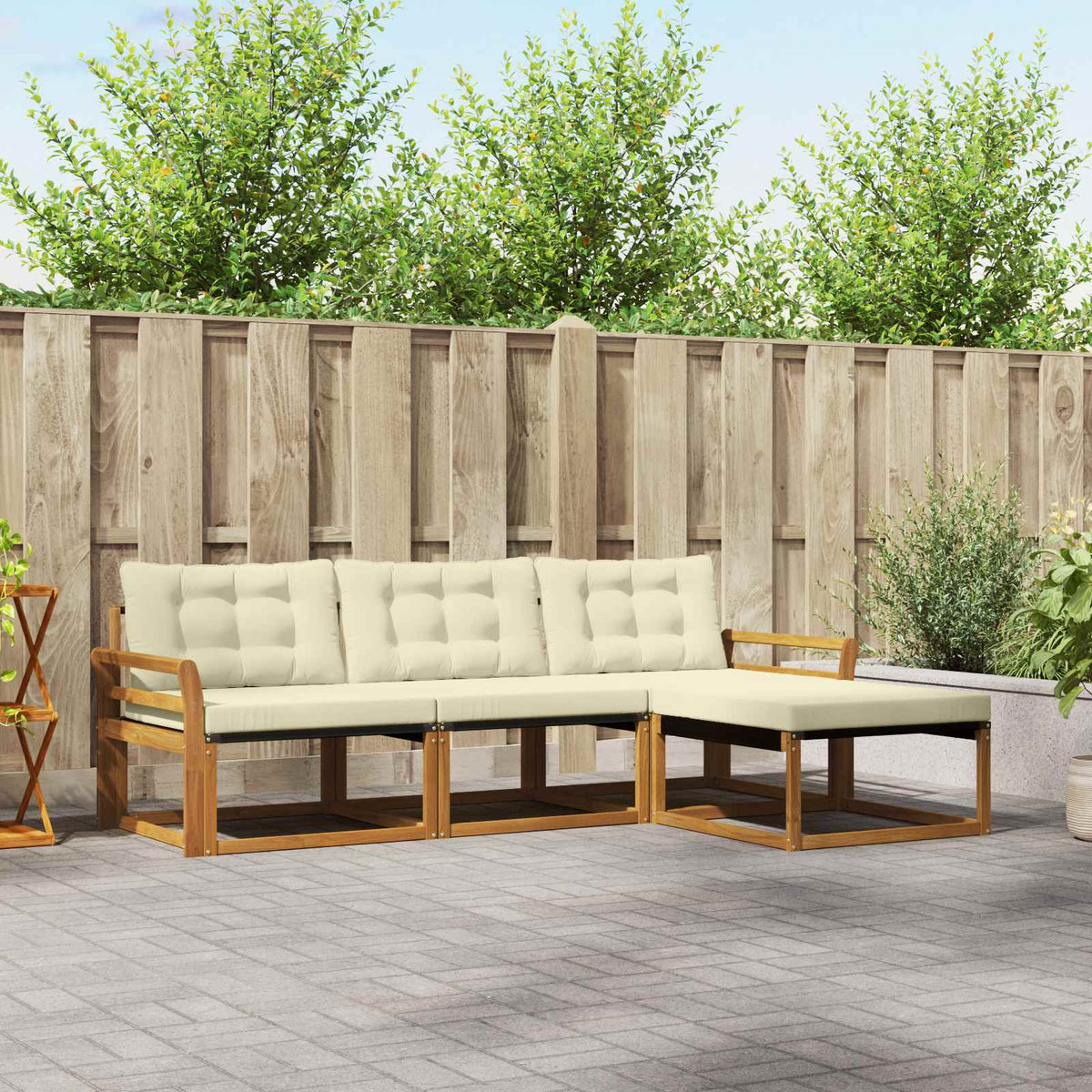 Set vanjskih sofa 4 kom. Prirodna i krem Smeđa 254 x 162,5 x 73 cm