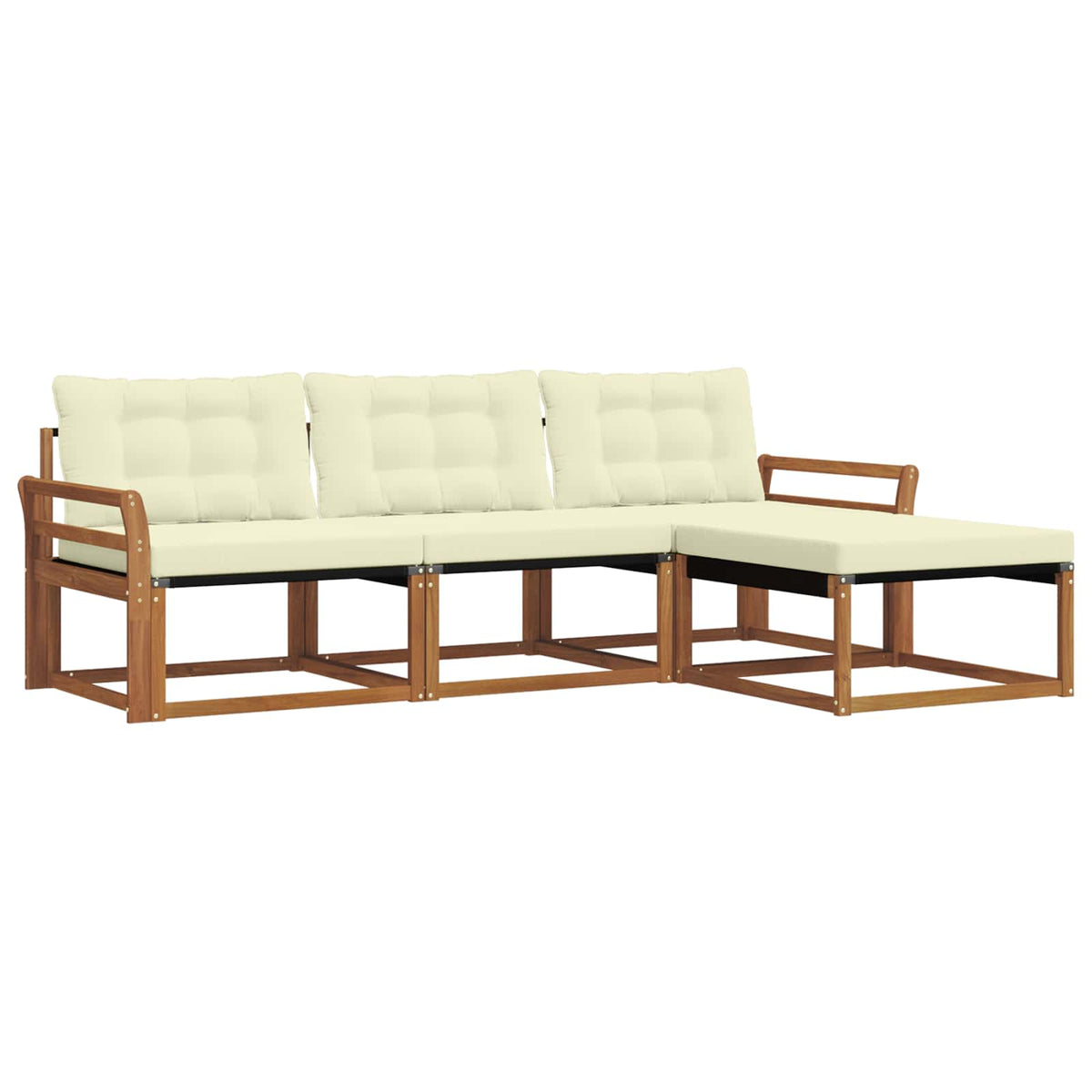 Set vanjskih sofa 4 kom. Prirodna i krem Smeđa 254 x 162,5 x 73 cm
