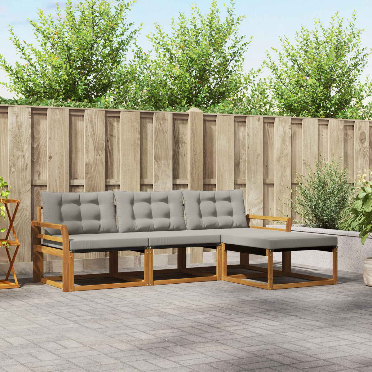 Set vanjskih sofa 4 kom. Prirodna i svjetlosiva Smeđa 254 x 162,5 x 73 cm