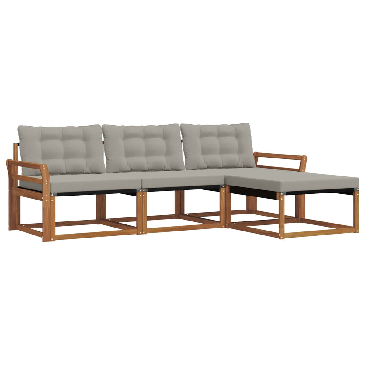 Set vanjskih sofa 4 kom. Prirodna i svjetlosiva Smeđa 254 x 162,5 x 73 cm