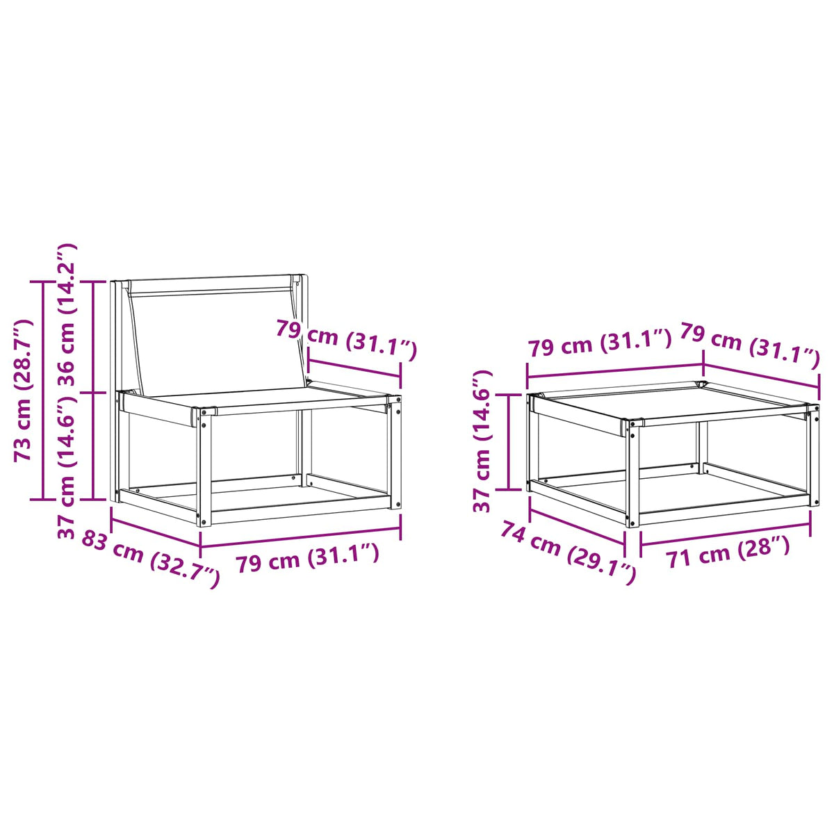 Set vanjskih sofa 4 kom. Prirodna i svjetlosiva Smeđa 254 x 162,5 x 73 cm