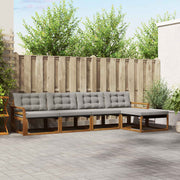 Set vanjskih sofa 5 kom. Prirodna i svjetlosiva Smeđa 333 x 162,5 x 73 cm