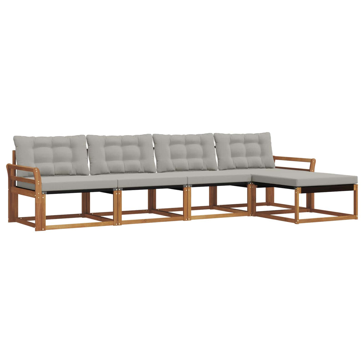 Set vanjskih sofa 5 kom. Prirodna i svjetlosiva Smeđa 333 x 162,5 x 73 cm