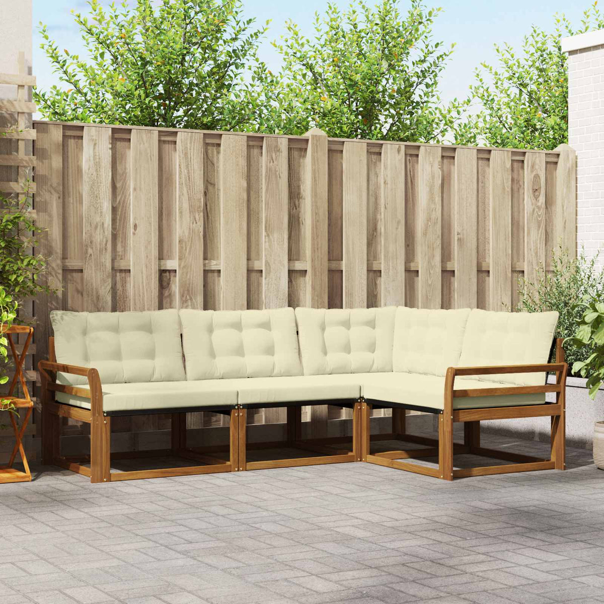 Set vanjskih sofa 4 kom. Prirodna i krem Smeđa 250 x 170,5 x 73 cm