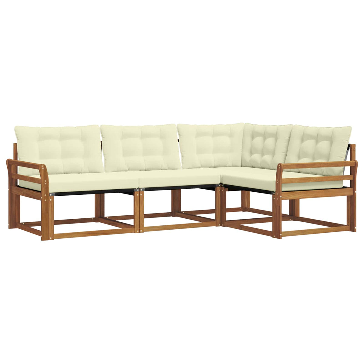 Set vanjskih sofa 4 kom. Prirodna i krem Smeđa 250 x 170,5 x 73 cm