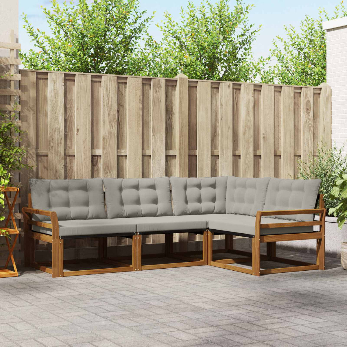 Set vanjskih sofa 4 kom. Prirodna i svijetlo siva Smeđa 250 x 170,5 x 73 cm