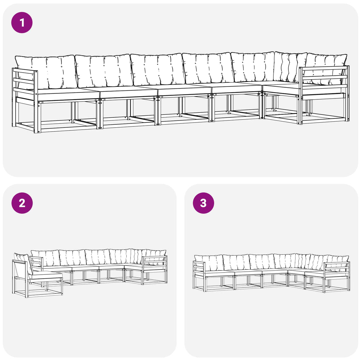 Set vanjskih sofa 6 kom. Prirodna i svijetlo siva Smeđa 404 x 166,5 x 73 cm