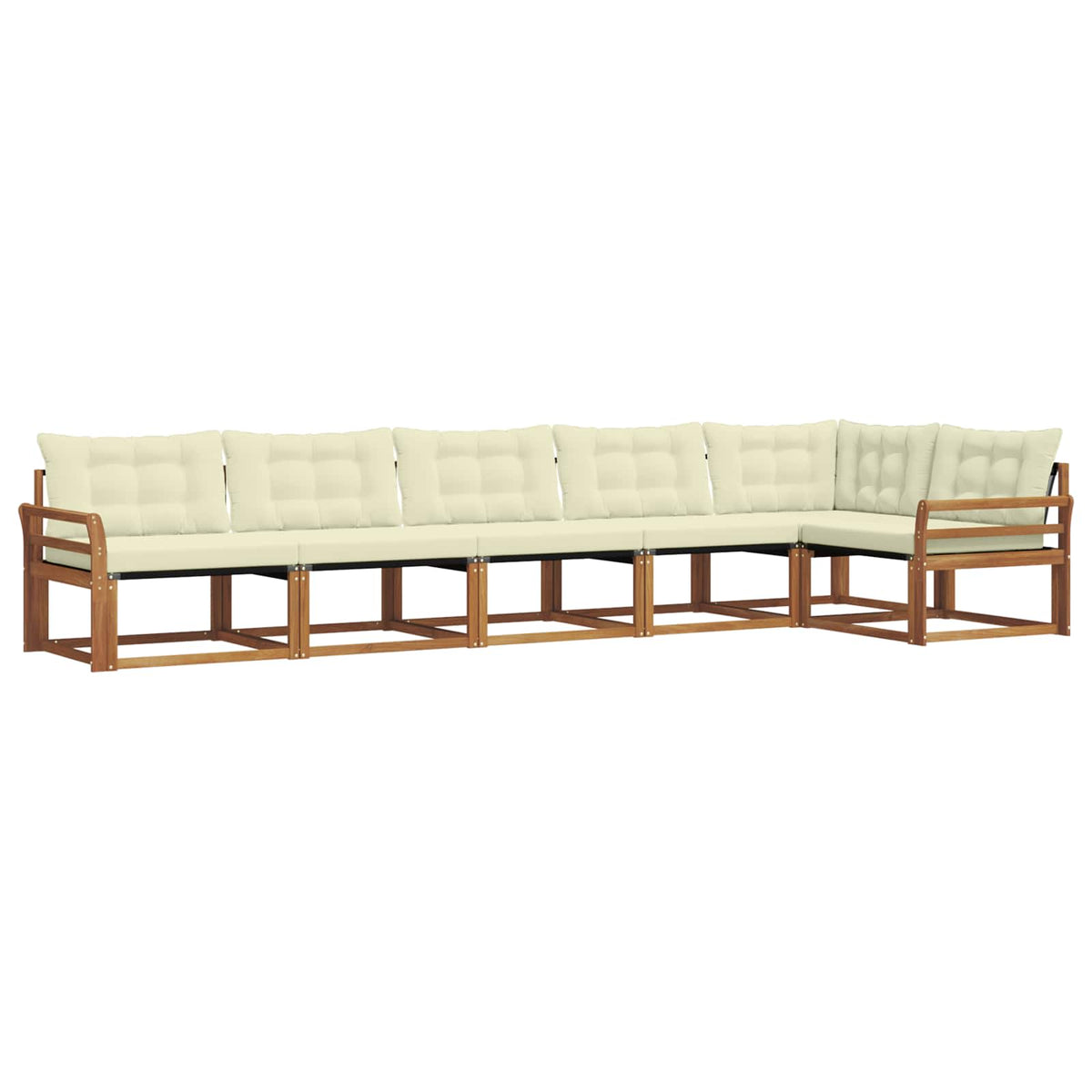 Set vanjskih sofa 6 kom. Prirodna i krem Smeđa 408 x 170,5 x 73 cm