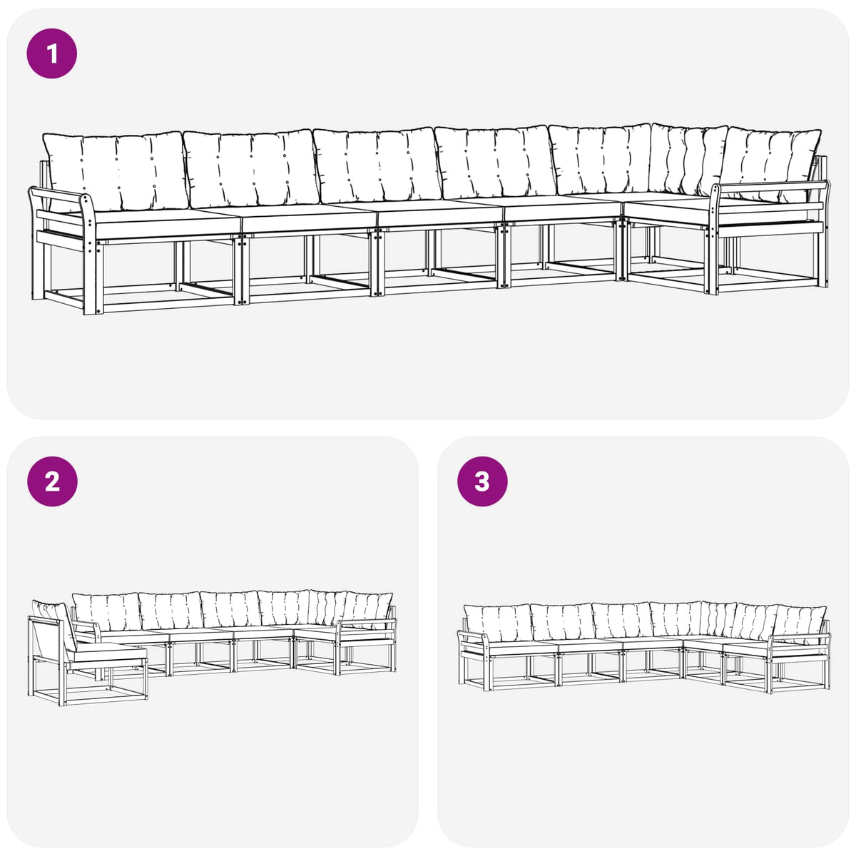 Set vanjskih sofa 6 kom. Prirodna i krem Smeđa 408 x 170,5 x 73 cm