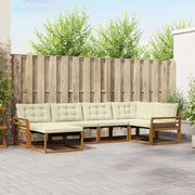 Set vanjskih sofa 6 kom. Prirodna i krem Čvrsto drvo akacije Smeđa 329 x 170,5 x 73 cm