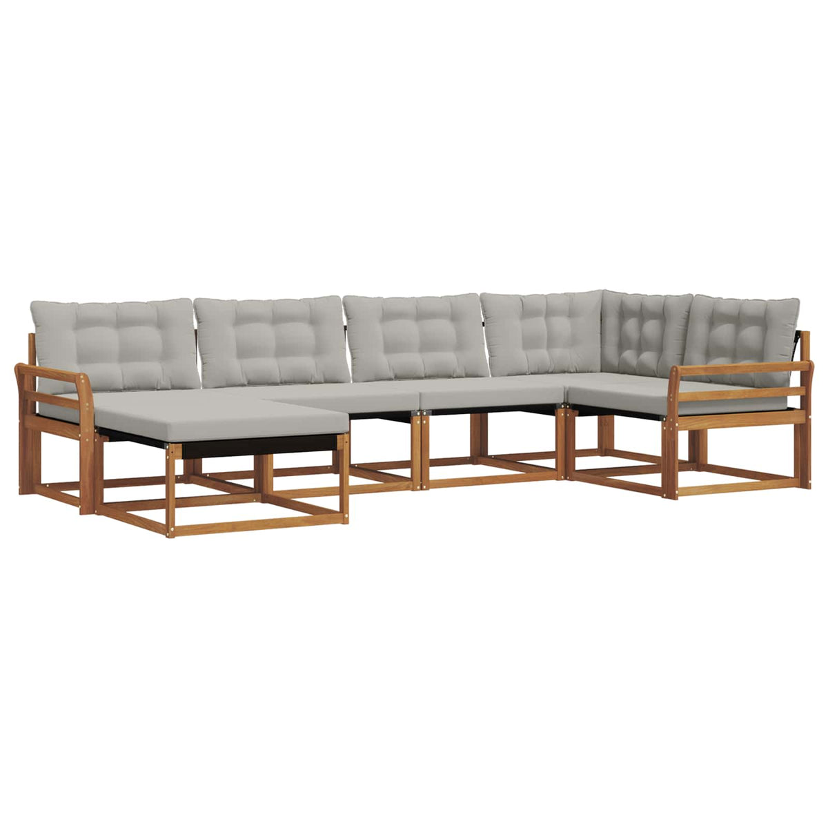 Set vanjskih sofa 6 kom. Prirodna i svijetlo siva Smeđa 329 x 170,5 x 73 cm