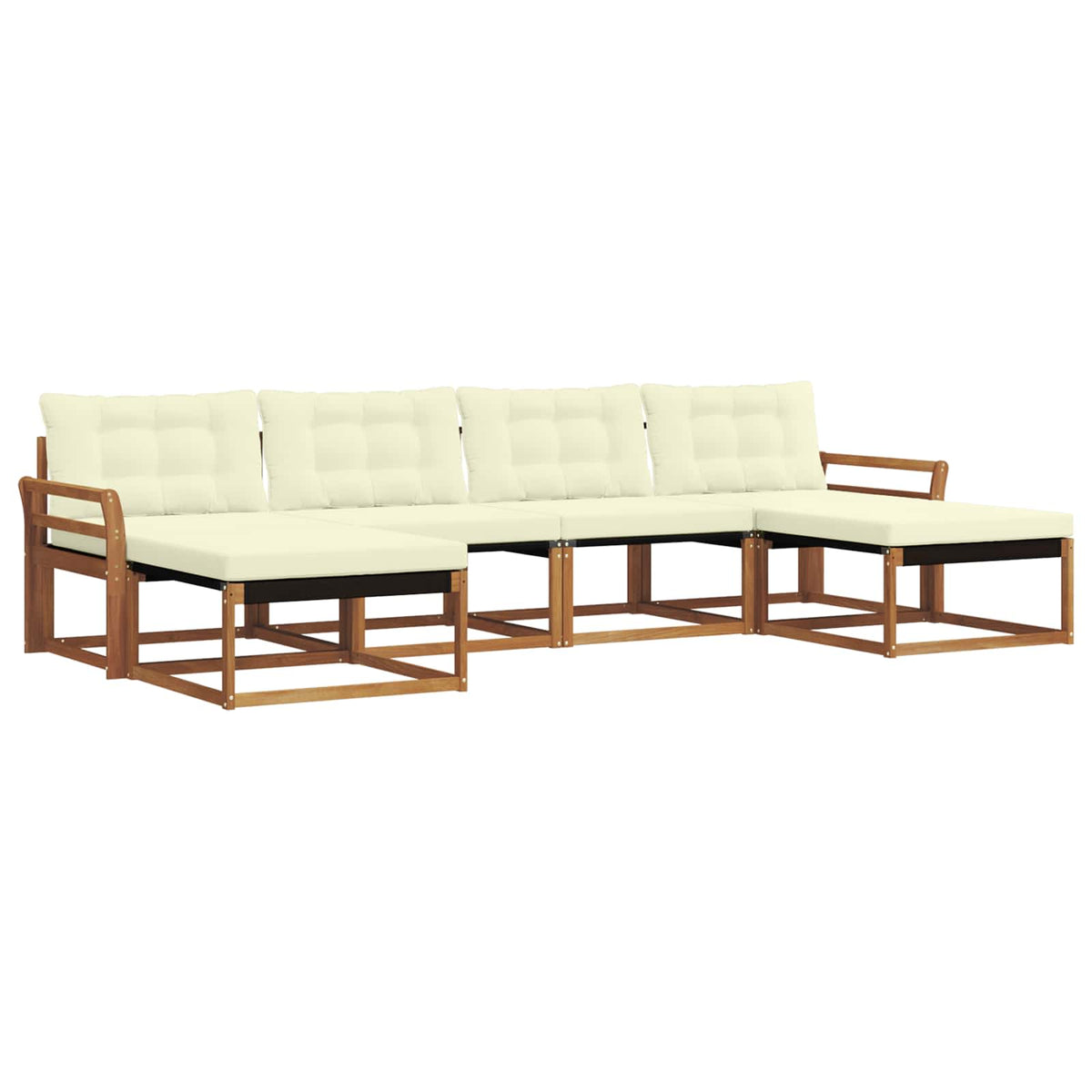 Set vanjskih sofa 6 kom. Prirodna i krem Smeđa 333 x 162,5 x 73 cm