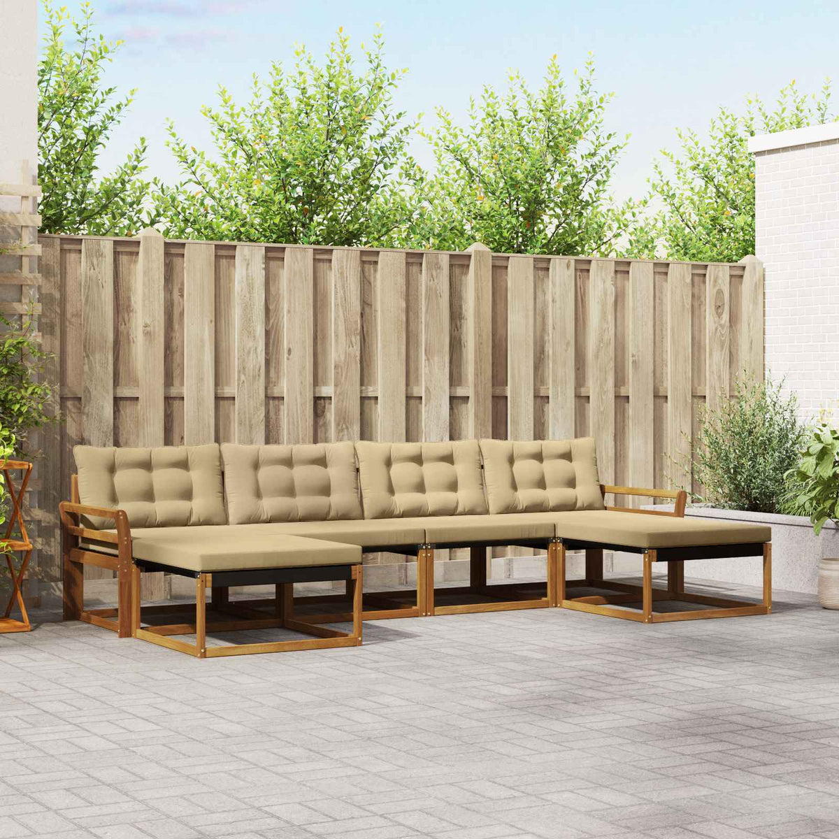 Set vanjskih sofa 6 kom. Prirodna i bež Smeđa 333 x 162,5 x 73 cm