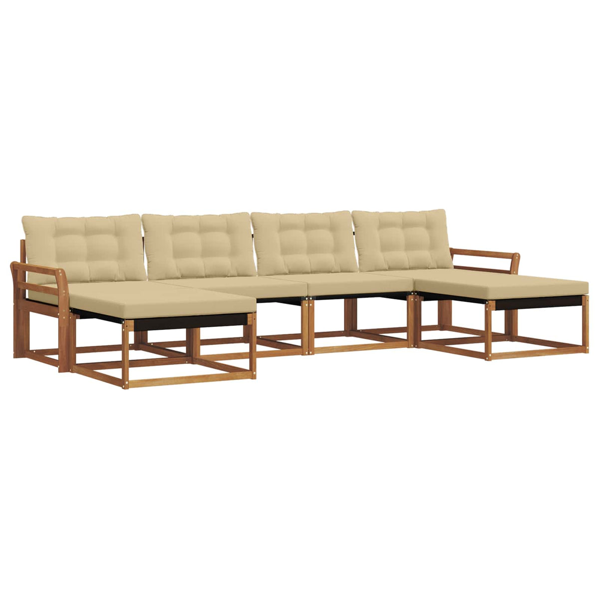 Set vanjskih sofa 6 kom. Prirodna i bež Smeđa 333 x 162,5 x 73 cm