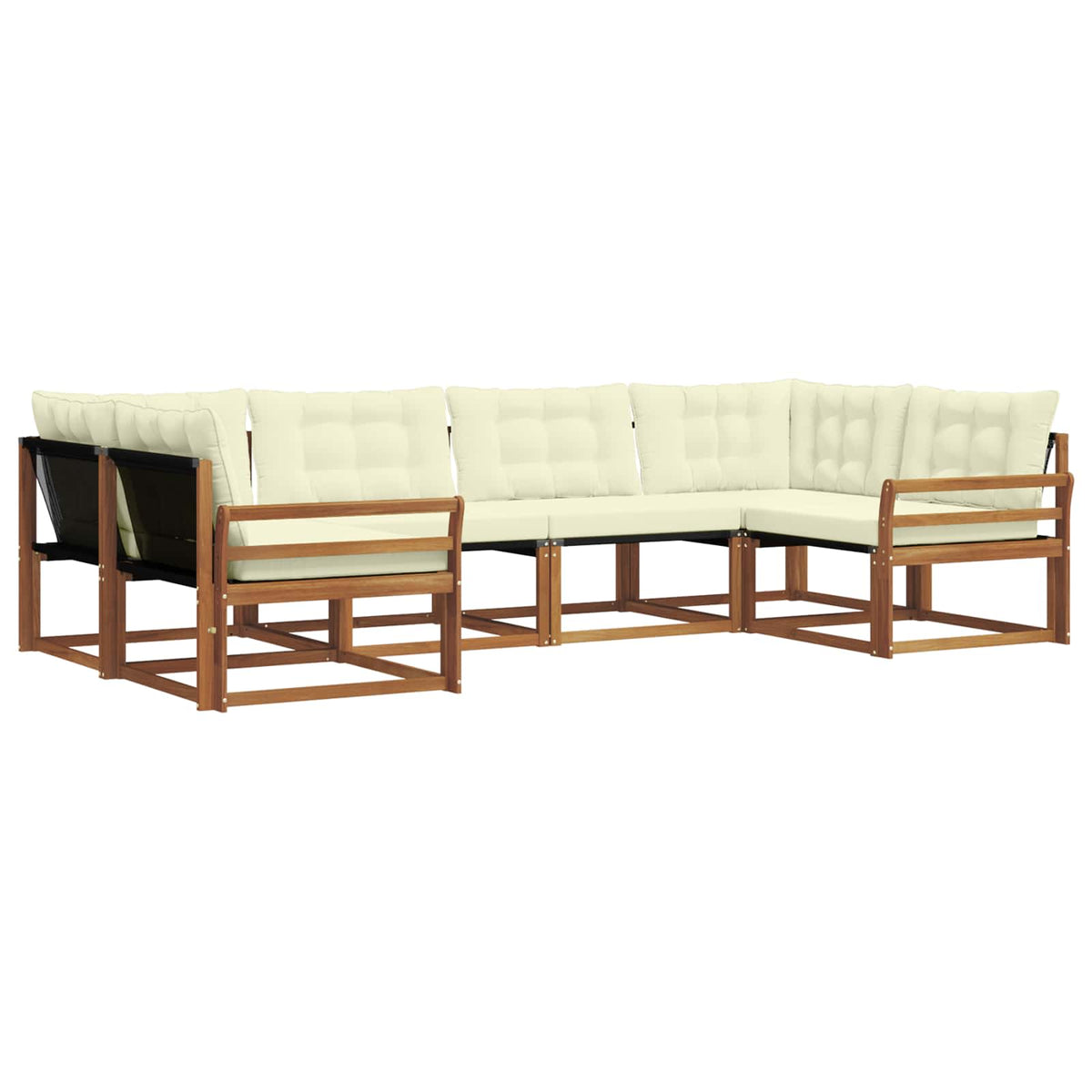 Set vanjskih sofa 6 kom. Prirodna i krem Smeđa 325 x 170,5 x 73 cm