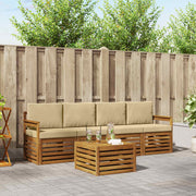 Set vanjskih sofa 5 kom. Prirodna i bež Čvrsto drvo akacije 59 x 59 x 37 cm