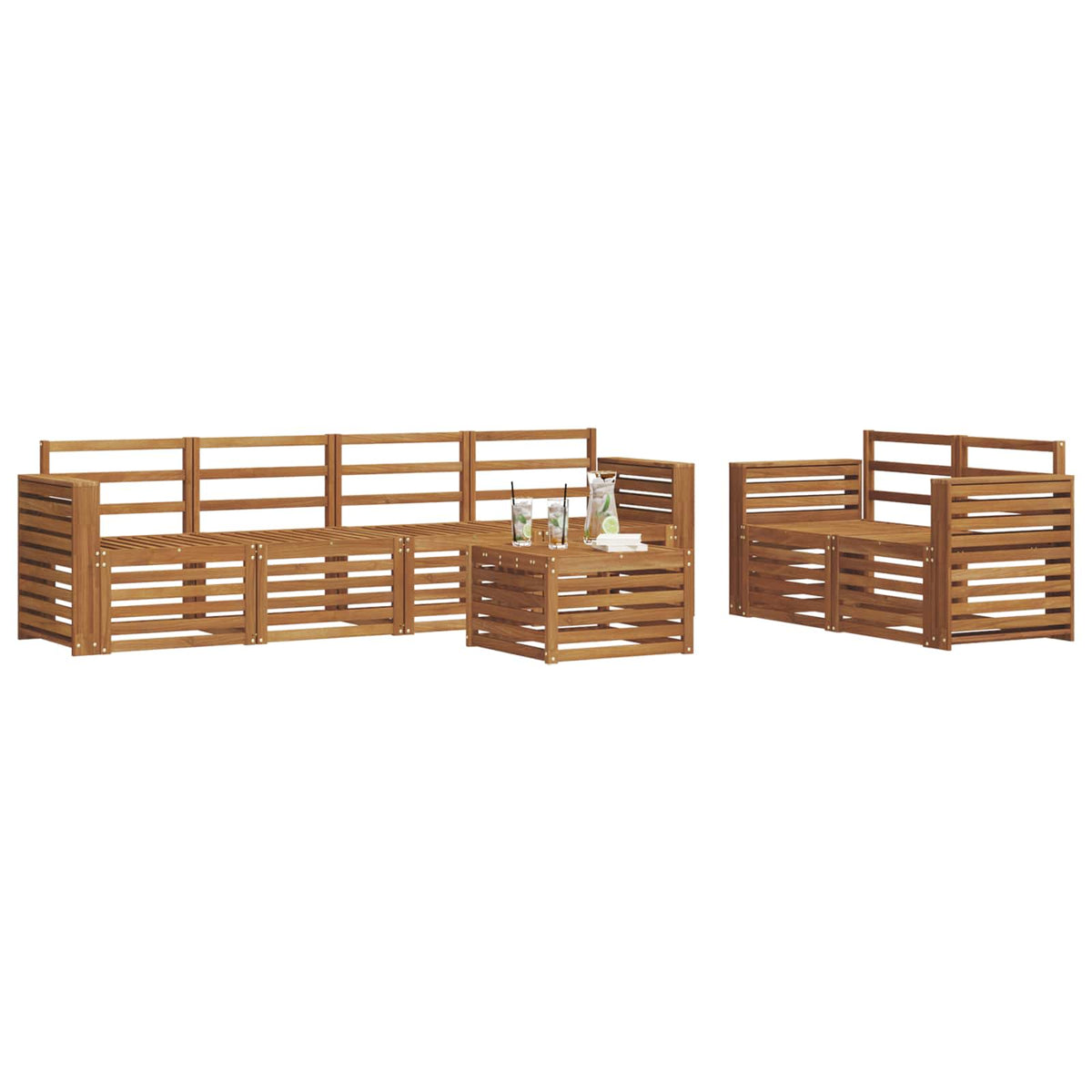 Set vanjskih sofa 7 kom. Čvrsto drvo akacije