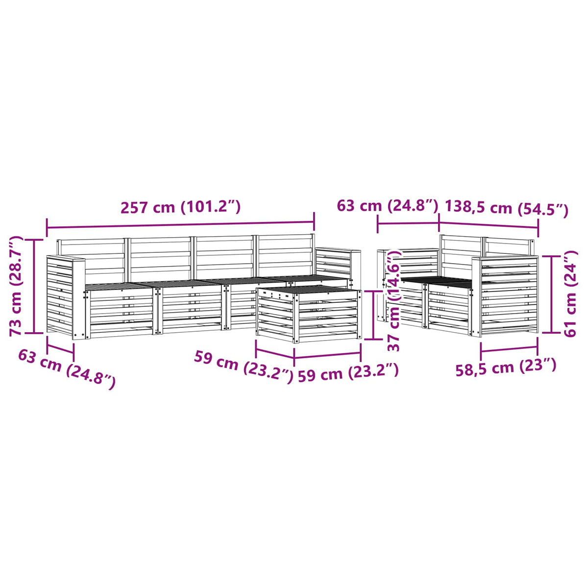 Set vanjskih sofa 7 kom. Čvrsto drvo akacije