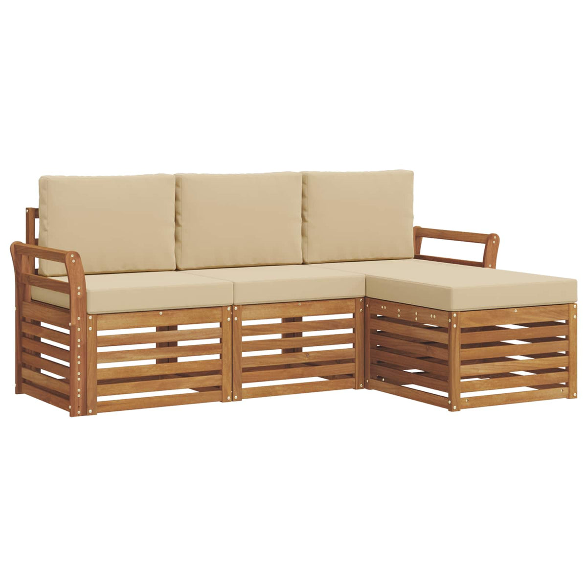 Set vanjskih sofa 4 kom. Prirodna i bež Bijela 193,5 x 122,5 x 73 cm