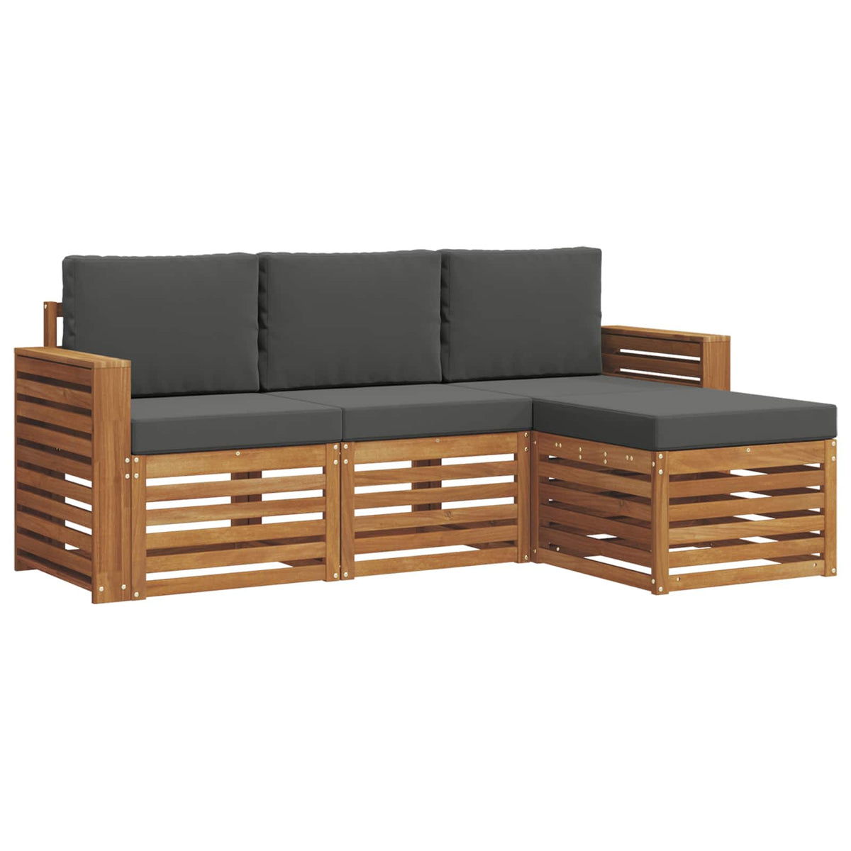 Set vanjskih sofa 4 kom. Prirodna i antracit Bijela 197,5 x 122,5 x 73 cm