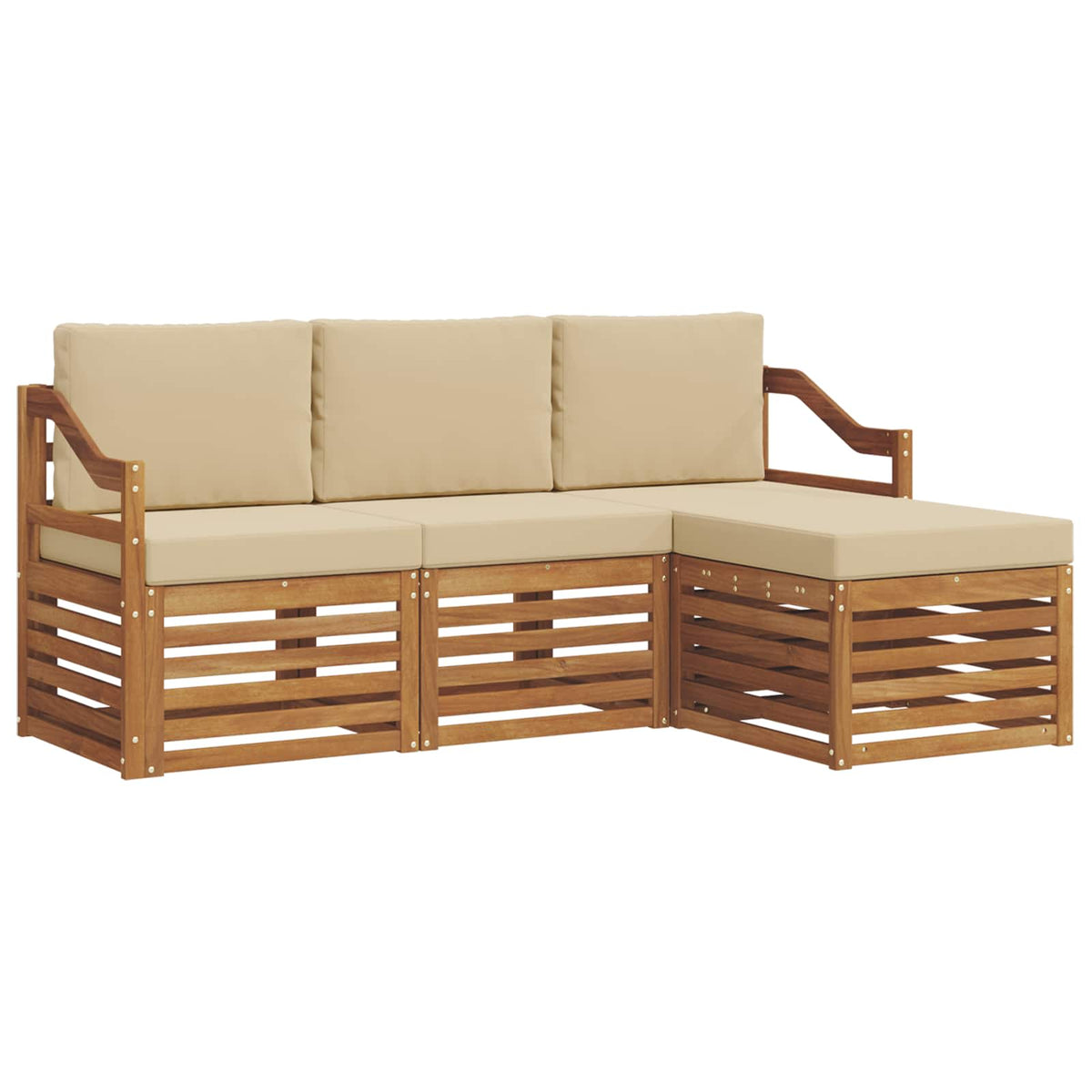 Set vanjskih sofa 4 kom. Prirodna i bež Bijela 185,5 x 122,5 x 73 cm