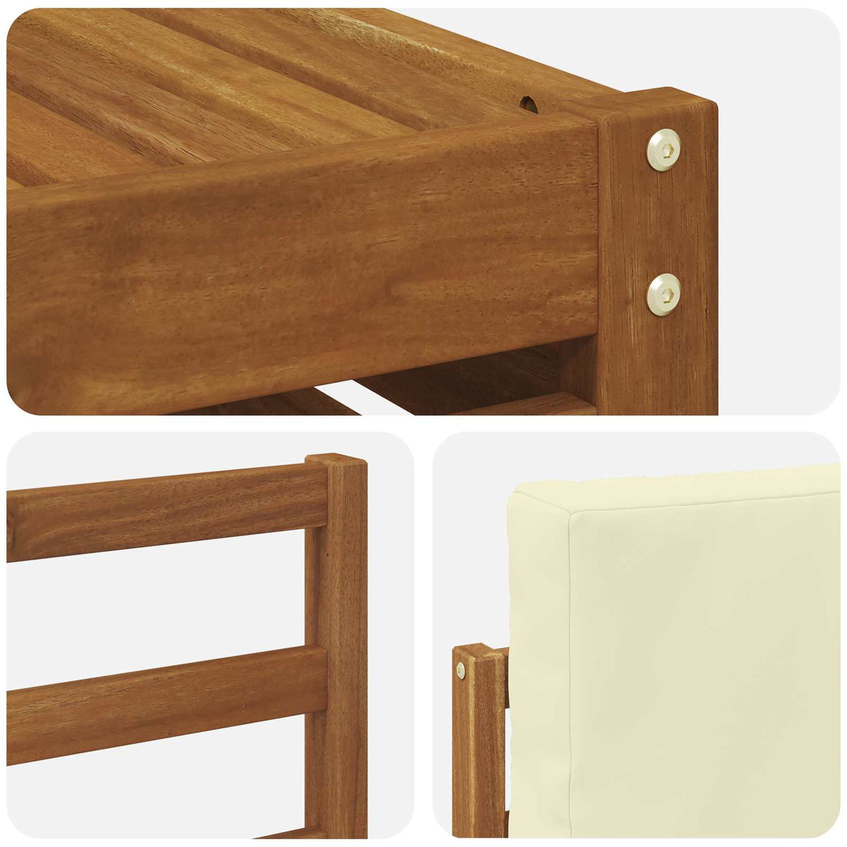 Set vanjskih sofa 6 kom. Prirodna i krem Bijela 59 x 59 x 37 cm