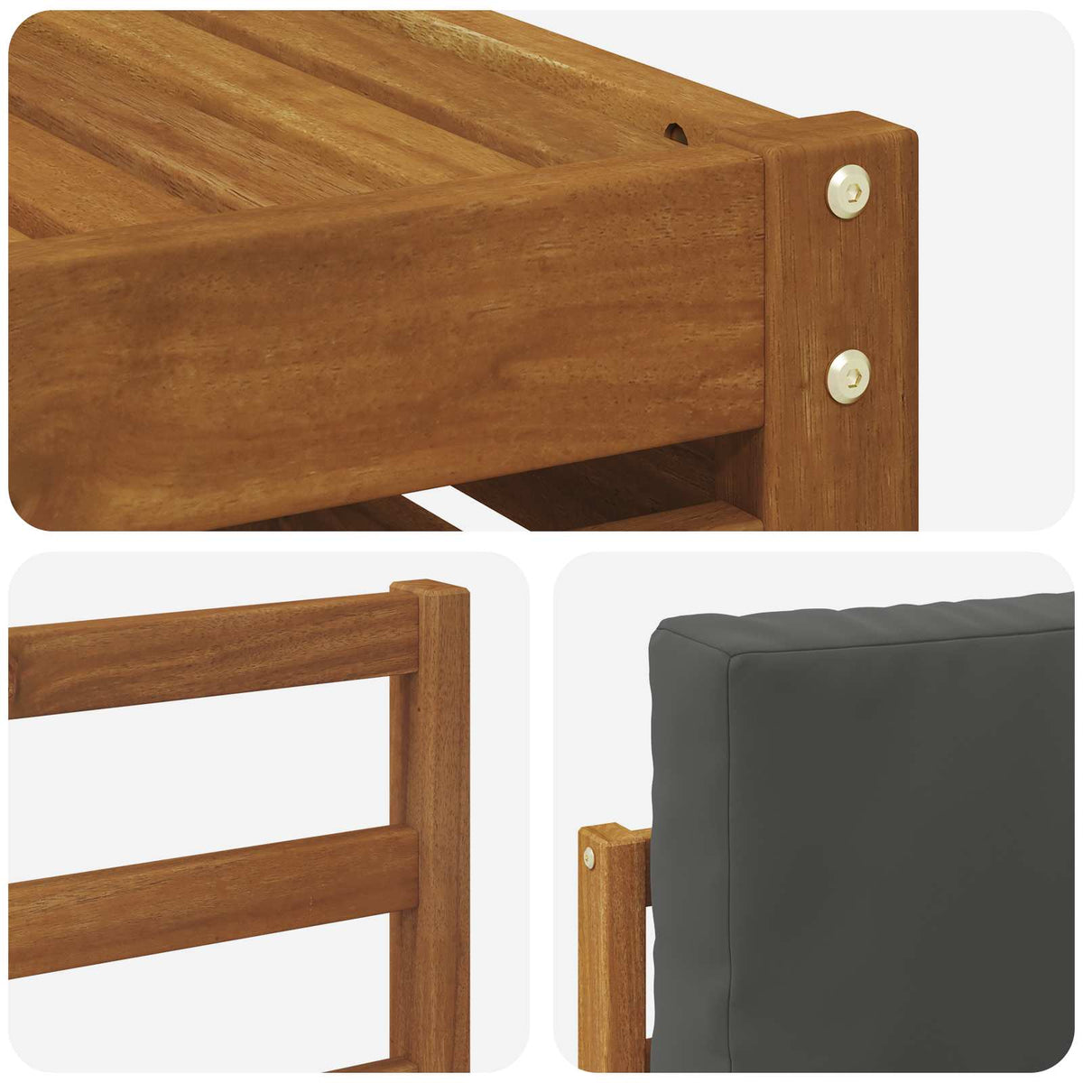 Set vanjskih sofa 6 kom. Prirodna i antracit Bijela 59 x 59 x 37 cm