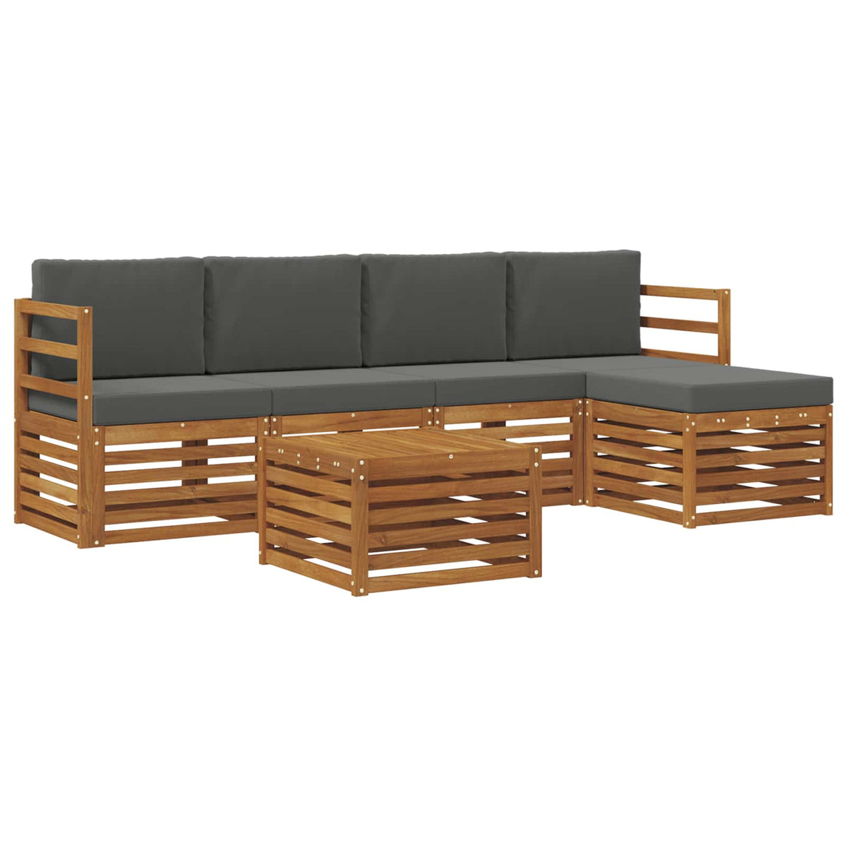Set vanjskih sofa 6 kom. Prirodna i antracit Bijela 59 x 59 x 37 cm