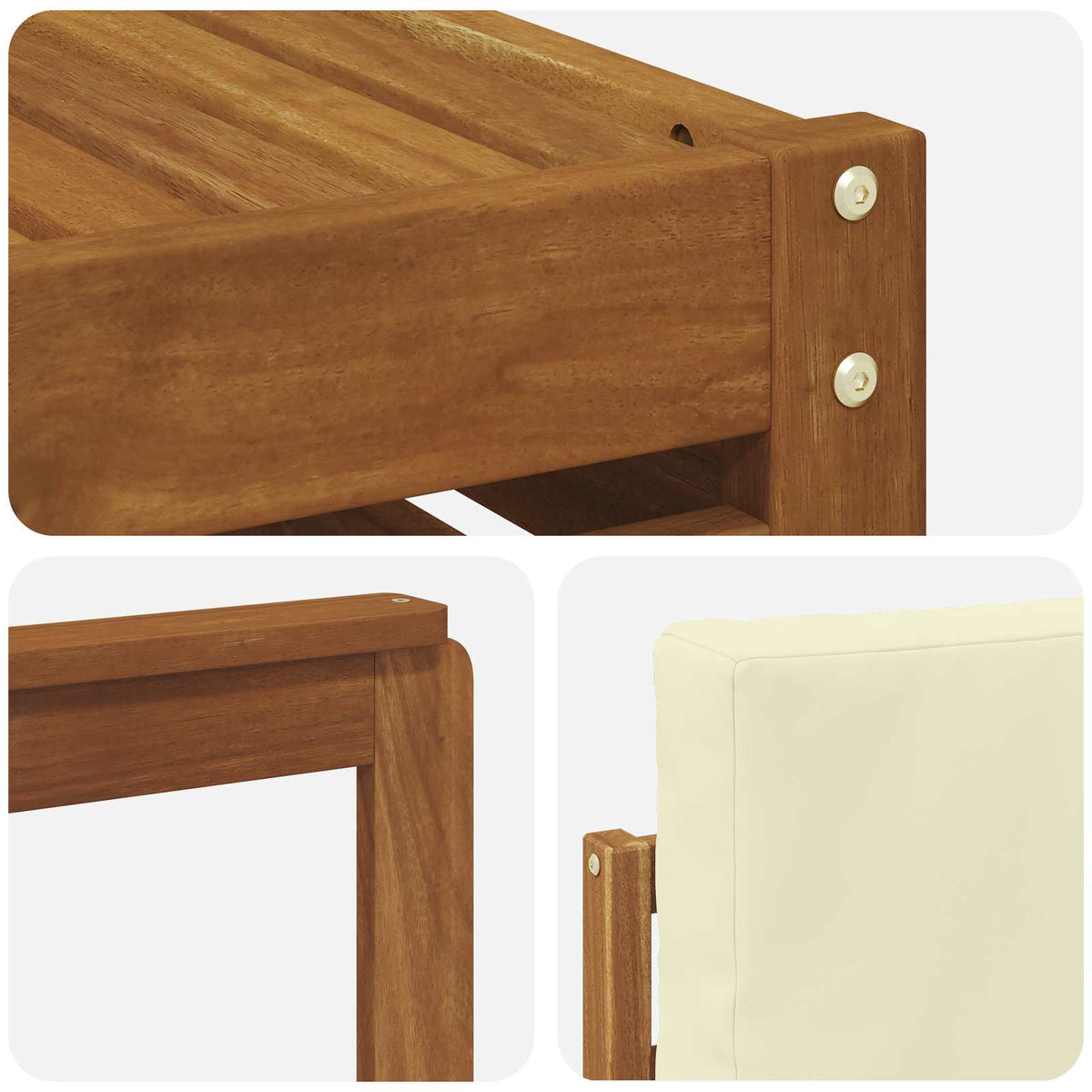 Set vanjskih sofa 6 kom. Prirodna i krem Bijela 59 x 59 x 37 cm