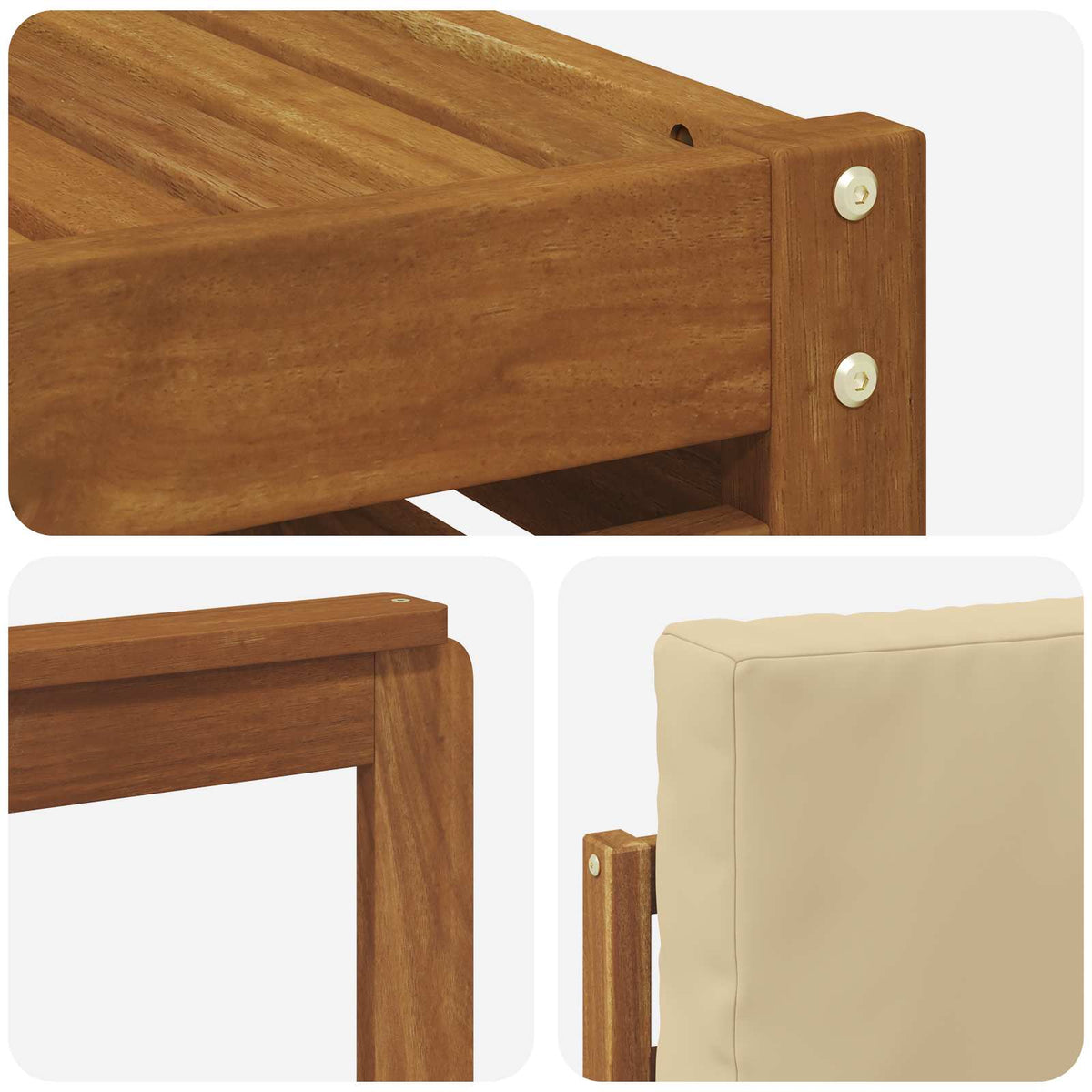 Set vanjskih sofa 6 kom. Prirodna i bež Bijela 59 x 59 x 37 cm