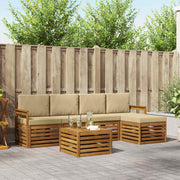 Set vanjskih sofa 6 kom. Prirodna i bež Bijela 59 x 59 x 37 cm