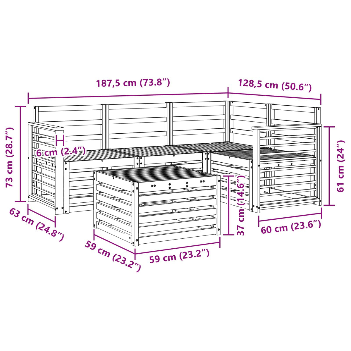 Set vanjskih sofa 5 kom. Prirodna Poliester