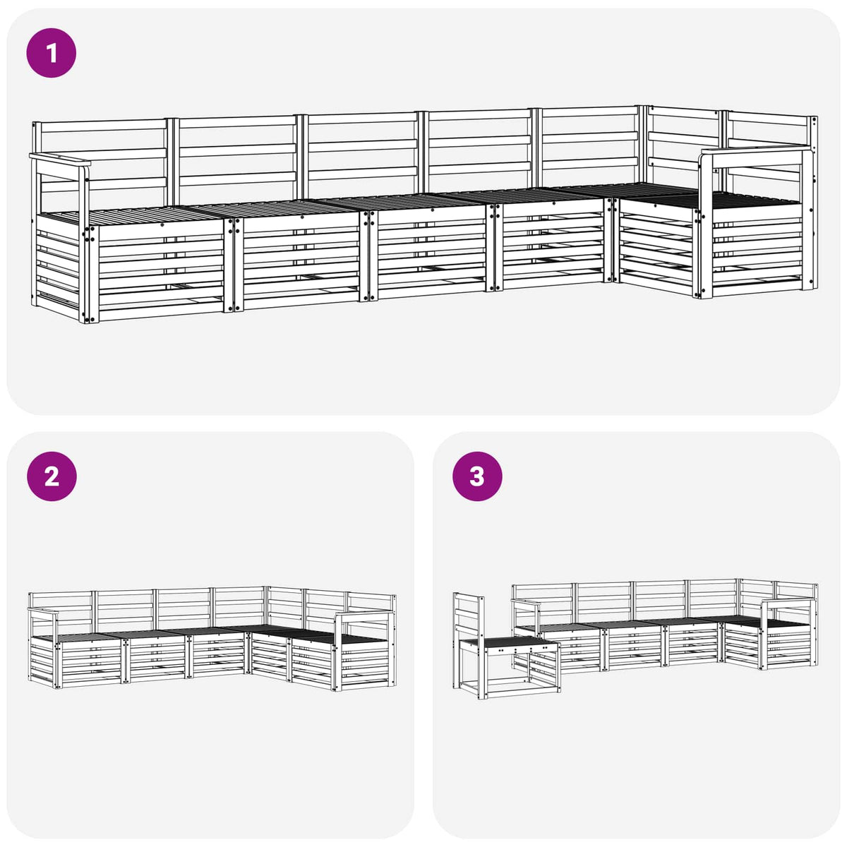 Set vanjskih sofa 6 kom. Prirodna Poliester Bijela 306 x 128,5 x 73 cm