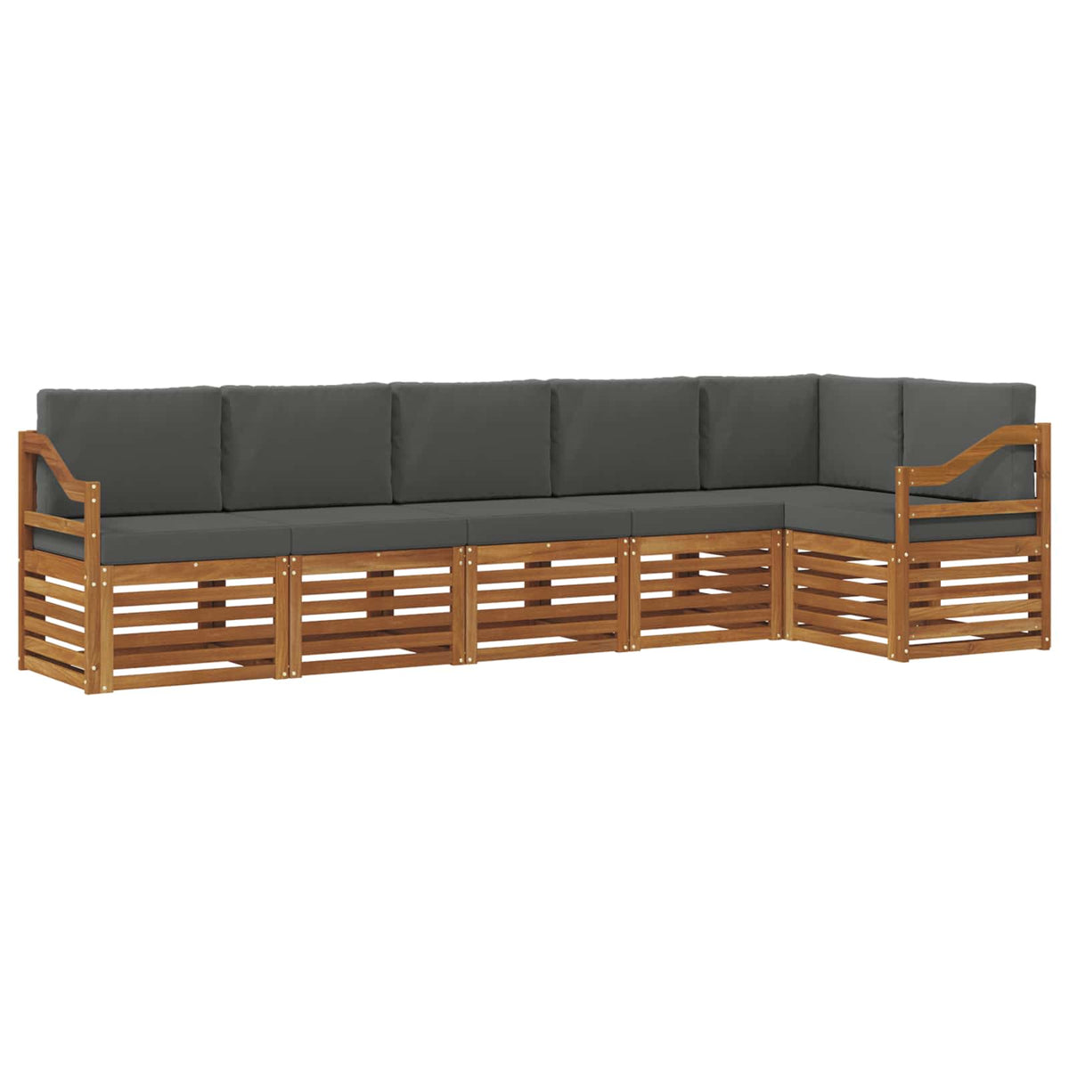 Set vanjskih sofa 6 kom. Prirodna i antracit Poliester Bijela 304 x 126,5 x 73 cm