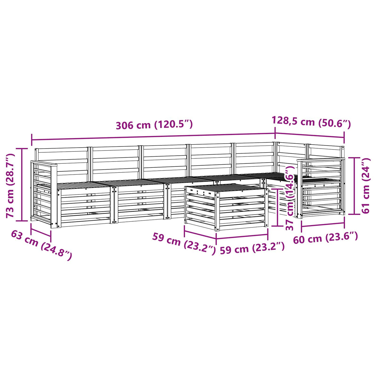 Set vanjskih sofa 7 kom. Prirodna Poliester Bijela